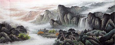 Chinese Mountain and Water Painting,96cm x 240cm,1016049-x