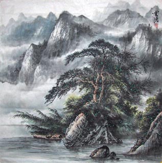 Chinese Mountain and Water Painting,66cm x 66cm,1024004-x