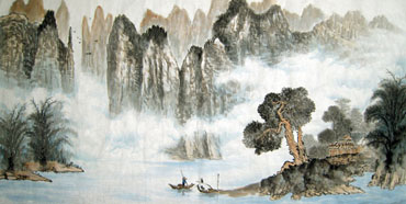 Chinese Mountain and Water Painting,69cm x 138cm,1049018-x