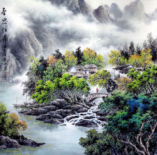 Chinese Mountain and Water Painting,69cm x 69cm,1061016-x