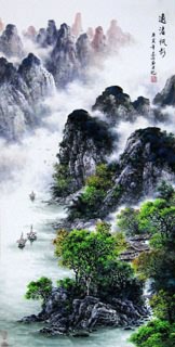 Chinese Mountain and Water Painting,69cm x 138cm,1061034-x