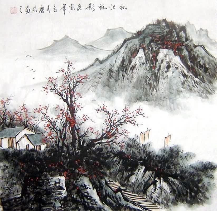 Chinese Mountain and Water Painting 1071002, 66cm x 66cm(26〃 x 26〃)