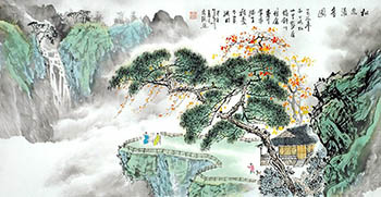 Chinese Mountain and Water Painting,68cm x 136cm,1095075-x