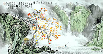 Chinese Mountain and Water Painting,68cm x 136cm,1095076-x