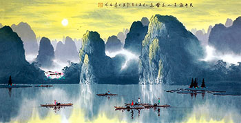 Chinese Mountain and Water Painting,68cm x 136cm,1095079-x
