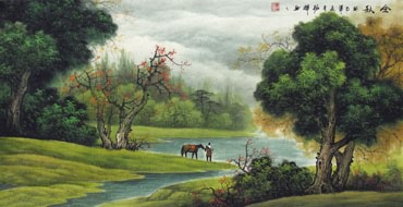 Chinese Mountain and Water Painting,48cm x 96cm,1135089-x