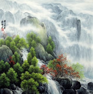 Chinese Mountain and Water Painting,69cm x 69cm,1135096-x
