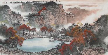 Chinese Mountain and Water Painting,68cm x 136cm,lh11083001-x
