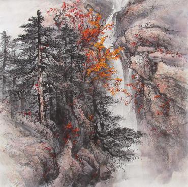 Chinese Mountain and Water Painting,68cm x 68cm,qy11085002-x
