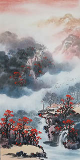 Chinese Mountain and Water Painting,35cm x 70cm,wm11114005-x