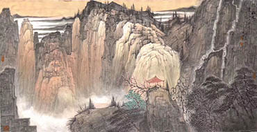Chinese Mountain and Water Painting,68cm x 136cm,zzb11116002-x