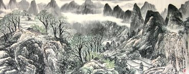 Chinese Mountains Painting,70cm x 180cm,1001002-x