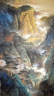Chinese Mountains Painting,66cm x 120cm,1002011-x