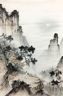 Chinese Mountains Painting,46cm x 68cm,1011103-x
