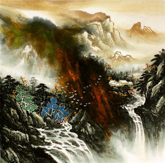 Chinese Mountains Painting,68cm x 68cm,1016052-x