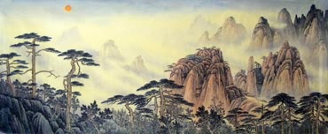 Chinese Mountains Painting,97cm x 240cm,1060004-x