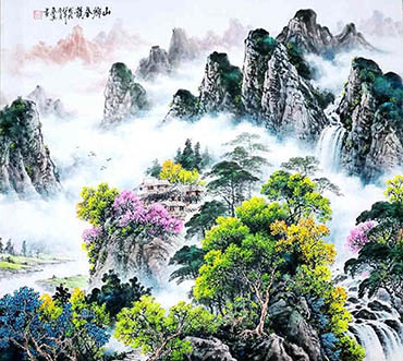 Chinese Mountains Painting,97cm x 90cm,1061053-x