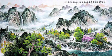 Chinese Mountains Painting,68cm x 136cm,1061055-x