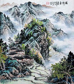 Chinese Mountains Painting,65cm x 55cm,1061056-x