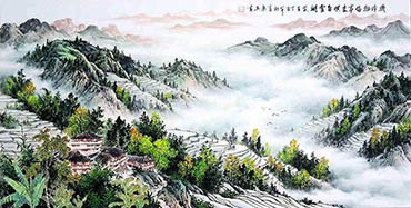 Chinese Mountains Painting,68cm x 136cm,1061059-x