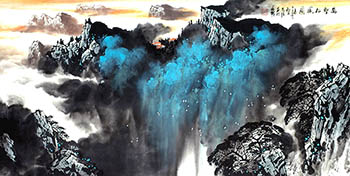 Chinese Mountains Painting,68cm x 136cm,1095053-x