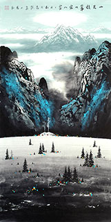 Chinese Mountains Painting,68cm x 136cm,1095055-x
