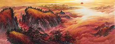 Chinese Mountains Painting,70cm x 180cm,1387001-x