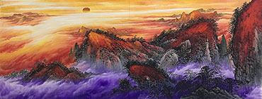 Chinese Mountains Painting,70cm x 180cm,1387002-x
