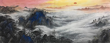 Chinese Mountains Painting,70cm x 180cm,1387003-x