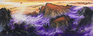 Chinese Mountains Painting,70cm x 180cm,1387005-x