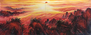 Chinese Mountains Painting,70cm x 180cm,1387007-x