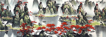 Chinese Mountains Painting,62cm x 179cm,cxa11149004-x