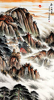 Chinese Mountains Painting,97cm x 180cm,lyj11148001-x