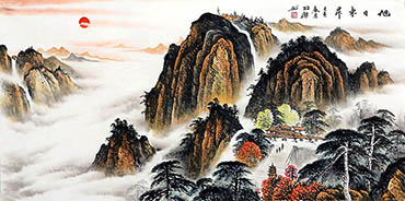 Chinese Mountains Painting,68cm x 136cm,lyj11148002-x
