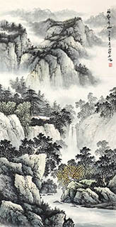 Chinese Mountains Painting,68cm x 136cm,lyj11148003-x