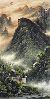Chinese Mountains Painting,68cm x 136cm,lzj11146002-x