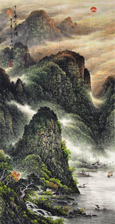 Chinese Mountains Painting,68cm x 136cm,lzj11146003-x