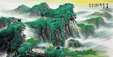 Chinese Mountains Painting,69cm x 138cm,qhy11153002-x