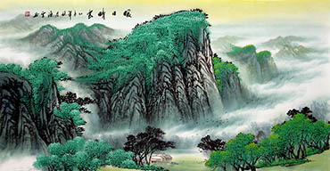 Chinese Mountains Painting,69cm x 138cm,qhy11153004-x
