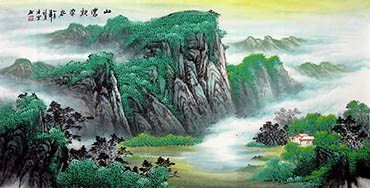 Chinese Mountains Painting,69cm x 138cm,qhy11153005-x