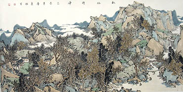 Chinese Mountains Painting,68cm x 136cm,qks11147001-x