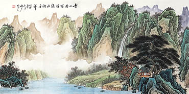 Chinese Mountains Painting,66cm x 136cm,qmf11151002-x
