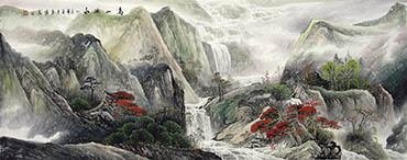 Chinese Mountains Painting,65cm x 175cm,qy11152002-x