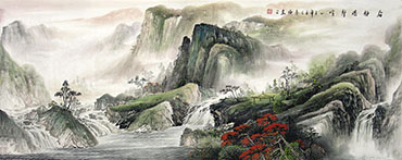 Chinese Mountains Painting,65cm x 175cm,qy11152003-x