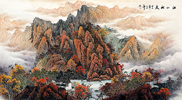 Chinese Mountains Painting,96cm x 180cm,zhp11154001-x
