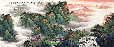 Chinese Mountains Painting,96cm x 240cm,zhp11154002-x