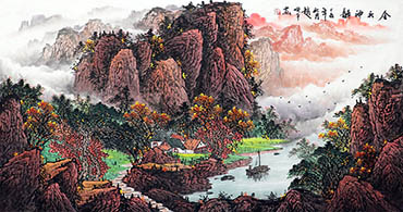 Chinese Mountains Painting,67cm x 134cm,zhp11154003-x