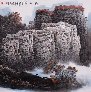 Chinese Mountains Painting,68cm x 68cm,zyg11115006-x
