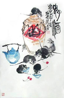 Chinese Mouse Painting,43cm x 65cm,4371007-x