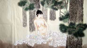 Chinese Nude Girl Painting,66cm x 136cm,3082030-x